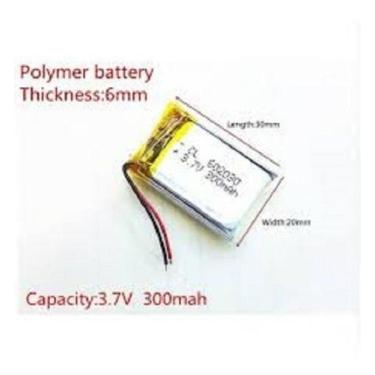 Imagem de Bateria  3,7v 300mah 6mm X 20mm X 30mm Com 2 Fios 602030 - - bgb
