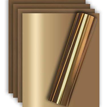 Imagem de Tvinyl Warehouse Vinil de transferência de calor HTV de folha de ouro escuro/bronze para camiseta 30,5 x 25,4 cm (pacote com 5), fácil de remover ervas daninhas e passar a ferro