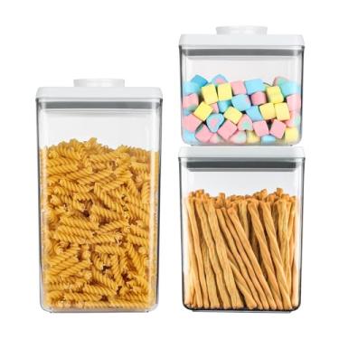 Imagem de SETLUX Recipientes Herméticos Para Alimentos Com Tampa, Pacote 3 (1800 Ml + 1200 Ml, 500 Ml), Abertura Um Botão/Pop-Up/Organização De Cozinha Café, Chá, Açúcar Mascavo, Cereais