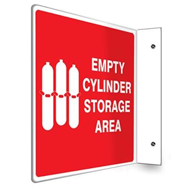 Imagem de Accuform Placa de projeção PSP767 90D, "Área de armazenamento de cilindro vazio", painel de 20 x 20 cm, plástico de alto impacto de 0,3 cm de espessura, orifícios de montagem pré-perfurados, branco