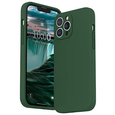Imagem de SURPHY Capa compatível com iPhone 13 Pro Max com protetor de tela, (proteção da câmera + forro de microfibra macia), capa de telefone de silicone líquido de 6,7 polegadas 2021, verde trevo