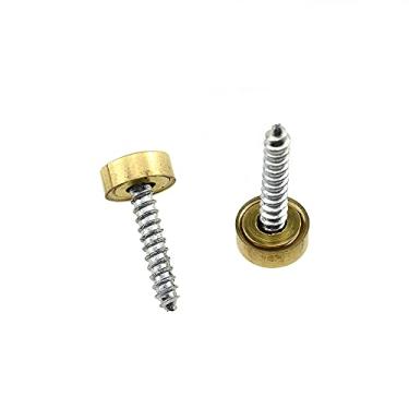 Imagem de Hahiyo Parafusos espelhados de diâmetro de 10 mm, aço inoxidável escovado, fácil instalação, de latão, decorativos, pregos dourados, 10 pares para espelhos de banheiro, painéis, cozinha, teto, artes