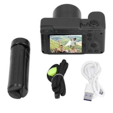 Imagem de Câmera de câmera digital Câmera de foco automático VLOGGING 2.4in IPS Screen 8x Zoom de alta definição Câmera de viagem com lentes duplas traseiras de alta definição para (Preto)
