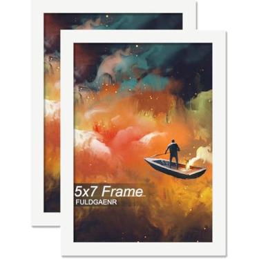 Imagem de FULDGAENR Conjunto de 2 porta-retratos 12,7 x 17,8 cm, molduras brancas para certificado de pôster, moldura de parede/mesa de alta transparência com visor vertical horizontal (pacote com 2 | branco |