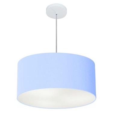 Imagem de Lustre Pendente Cilíndrico Md-4100 Cúpula em Tecido 50x25cm Azul Bebê - Bivolt