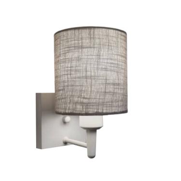 Imagem de Arandela Quadrada Md-2033 Branco Cúpula em Tecido Cilíndrica Rustico Cinza - Bivolt