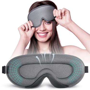 Imagem de Máscara de olho para dormir, copo contornado 3D máscara de dormir para homens e mulheres, venda blackout respirável macia, cobertura para os olhos de viagem, máscara de dormir noturna com fivela