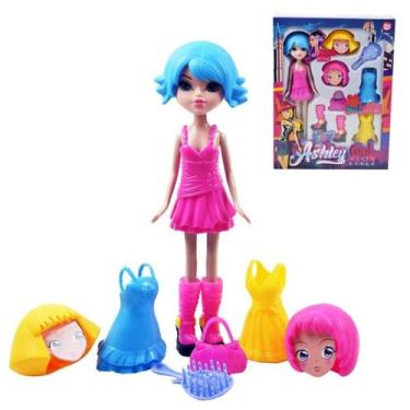 Imagem de Brinquedo Boneca Troca De Roupa Cabelos Vestidos Bota Menina - Ark Toy