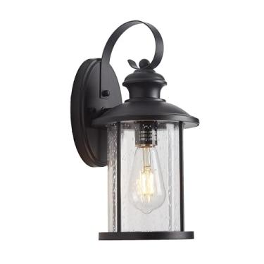 Imagem de MICSIU Luminária De Parede Para Varanda Externa Preta Fosca, Iluminação Arandela Vidro Transparente, 13,75" Exterior, Entrada, Porta Caminho