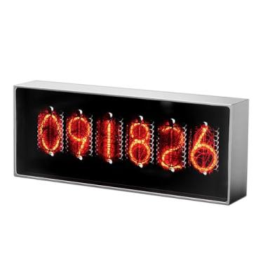 Imagem de Vastarry Relógio quântico inteligente 6.2 Nixie com sincronização Wi-Fi - visor de tempo e clima controlado por aplicativo, despertador vintage com moldura de foto, arte de pixel retrô para decoração