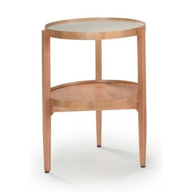 Imagem de Mesa de Canto Redonda Ares de Madeira com Tampo de Vidro - Nobreza Móv