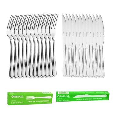 Imagem de Jogo de Talheres Garfo e Faca Aço Inox 24pçs Continental Original Line