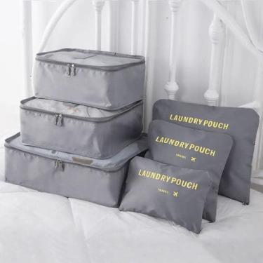 Imagem de Conjunto 6 Peças Saco Organizador para Mala Sapatos Roupas Bagagem Bol