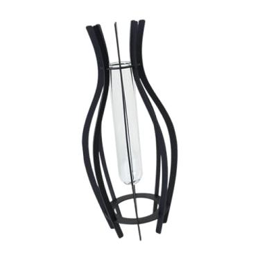 Imagem de WeiLaiKeQi Vaso de mesa tubo hidropônico transparente vaso de flores decoração arte planta recipiente plantador para estante escritório quarto sala estar, Preto 8x8x25cm