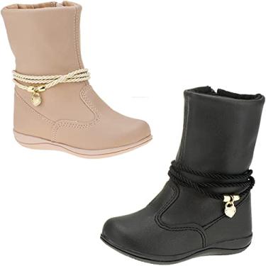 Imagem de Bota Infantil Feminina Cano Curto Botinha de Menina Inverno Cor: Preto; Tamanho: 25