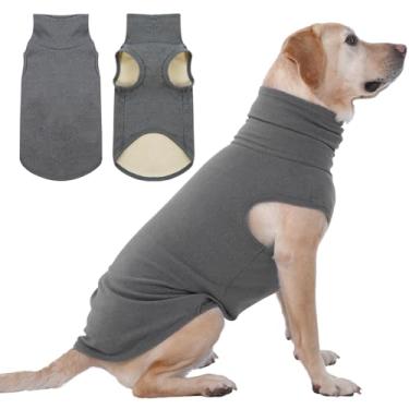 Imagem de IECOii Suéter de cachorro 3GG – Suéter de gola rolê confortável para cães, cinza, 3GG, suéter quente de inverno, lã lavável na máquina, extra elástico para cães extragrandes como labrador, doberman