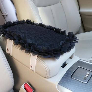 Imagem de MINGZAIQIPEI Capa de console central automotiva para console de carro capa de apoio de braço de renda, almofada de apoio de braço central automática macia e fofa para a maioria dos protetores de