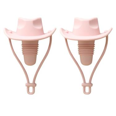 Imagem de Rolha de vinho engraçada, 2 peças de rolhas de silicone fofas reutilizáveis em forma de chapéu decorativas seladoras de vinho, acessórios de cozinha, presentes para amantes de vinho (rosa)