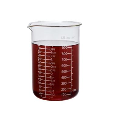 Imagem de Copo medidor de vidro graduado gravado Ackers - bico em forma de V - copo medidor de vidro borossilicato alto para cozinha ou jantar, fácil de ler, 1000 ml (947 g, 4 xícaras)