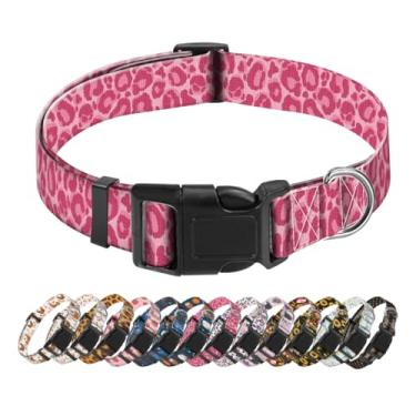 Imagem de SXboxing Coleira para cães, coleira fofa para cães pequenos, médios e grandes, coleiras macias personalizadas para animais de estimação com fivela de liberação rápida para caminhada, corrida, leopardo