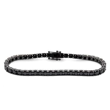 Imagem de Pulseira riviera masculina cravejada em zircônias negras, banhada em ródio negro (19-20cm)