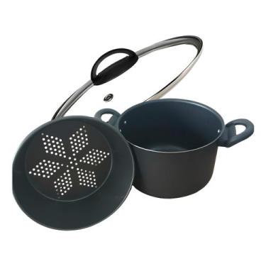 Imagem de Panela Multiuso Com Forma Antiaderente Cuscuz Legumes Vapor - RL, Pret