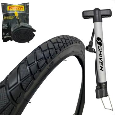 Imagem de  Pneu Bicicleta Shiver tipo praieiro Aro 26 X 2.125 Caloi Monark tropical + Camara pirelli + Bomba