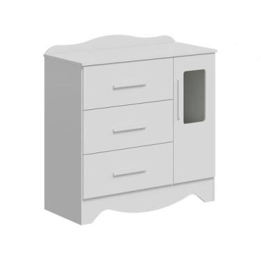 Imagem de Cômoda de Bebê - 3 Gavetas Moveis Peroba Harmonia com Vidro, Branco