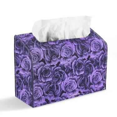 Imagem de Hennaja Capa de couro para caixa de toalha de mão de papel descartável, compatível com toalha de mão de papel Kleenex (1-3D rosa roxo)