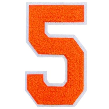 Imagem de 1 peça de patch de número de chenille laranja de 10 cm, remendos de ferro para chapéus, bolsas, mochilas, jeans, moletons com capuz, jaquetas, par com adesivos iniciais, letras grandes universitárias