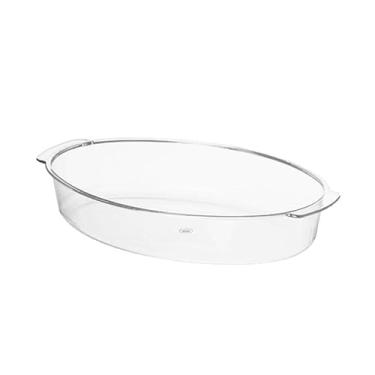 Imagem de kit 3 travessas oval acrilica 21x32cm para saladas, sobremesas, carnes