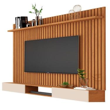 Imagem de Painel Suspenso Home TV 72 Polegadas Prateleira Ripado E Nicho 1.8 Classic