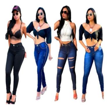 Imagem de Kit C/ 3 Calças Feminino Jeans Menor Preço - Ababil, 46 