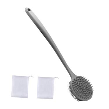 Imagem de Kokiya Escova de banho, esfoliante para as costas, produz espuma rica, acessórios leves para banheiro, com 2 bolas de espuma, escova corporal, Cinza
