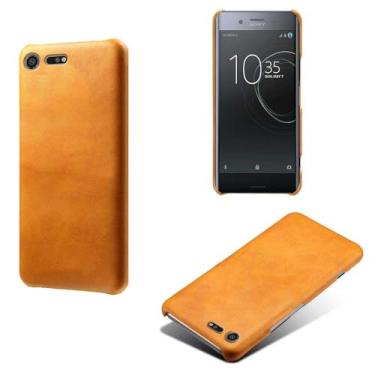 Imagem de Capa para Sony Xperia XZ Premium,Proteção contra quedas,Casca de volta de cor sólida simples,Design de couro de imitação de plástico-Orange