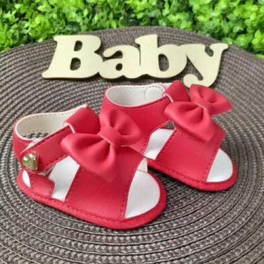 Imagem de Sandália Bebê Menina Infantil Confortável Batizado Laço - Sassá Baby, 