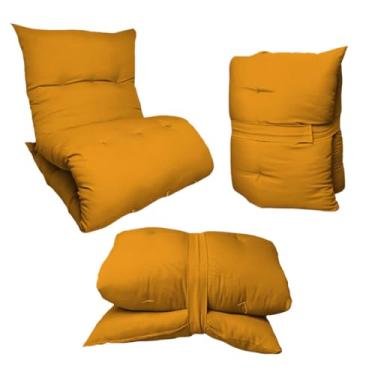 Imagem de Colchão futon dobrável individual, enrolável, decoração para sala de estar, cozinha, tapete de acampamento 170 x 60 cm(Mostarda)