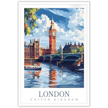 Imagem de Palácio de Westminster na moda arte de parede paisagem da cidade de Londres pôsteres em tela Europa Reino Unido impressão de viagem pintura para família sala de estar quarto decoração de parede 40 x