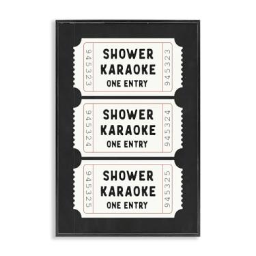 Imagem de Stupell Industries Duche Karaoke Ticket Ticket Stubs preto emoldurado giclée design de arte por Lettered and Lined, 18 x 12