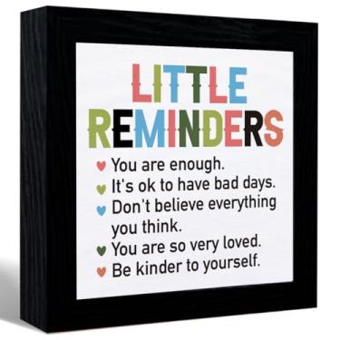 Imagem de Little Reminders You Are Enough Sign Desk Decor, Inspirational Quotes Canvas Frame Table Sign For Home Office Shelf Desk Decor, Presentes Para Colegas de Trabalho Mulheres Homens