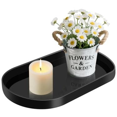 Imagem de Bandeja de servir de acrílico – Bandeja decorativa em forma de cápsula de 35 cm x 21 cm para banheiro, cômoda, mesa de centro – Bandeja elegante minimalista para perfume, joias, organizador de