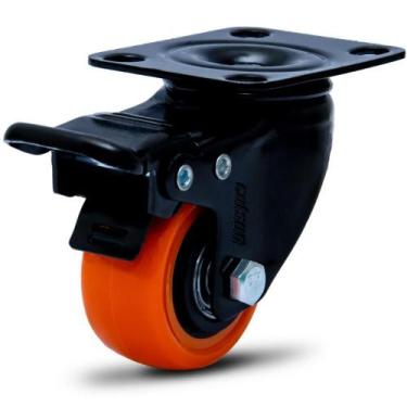 Imagem de Rodízio Placa Linha 1.5/8" Black Amarelo 41mm Anti Risco Móveis 30kg C