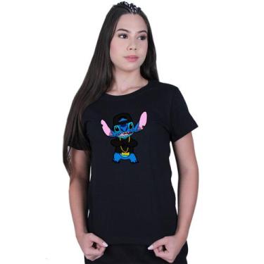 Imagem de Camiseta Baby Look Feminina Lilo Stitch Gangster - Lafre, Preto, M