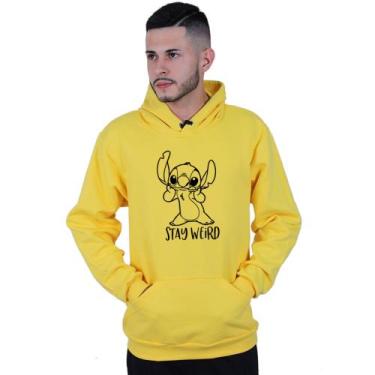 Imagem de Moletom Unissex Canguru Lilo Stitch Stay Weird - Lafre, Amarelo, G
