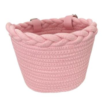 Imagem de IEUDNS Cesta de bicicleta infantil com decoração frontal, guidão frontal, acessório para triciclo, para meninos e meninas, piqueniques, compras, parque de, Rosa