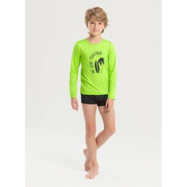 Imagem de Conjunto Praia Infantil Menino Verde Camiseta Manga Longa e Sunga Prai
