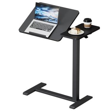 Imagem de BIZUM Mesa de cabeceira ajustável com rodas, mesa de pé móvel, preta