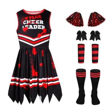 Imagem de Halloween Cheerleader Costume for Girls, Kids Zombie Cheerleader Outfit, Dead Bloody Fearleader Dress