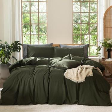 Imagem de Conjunto de capa de edredom MooMee Bedding 100% algodão lavado king si