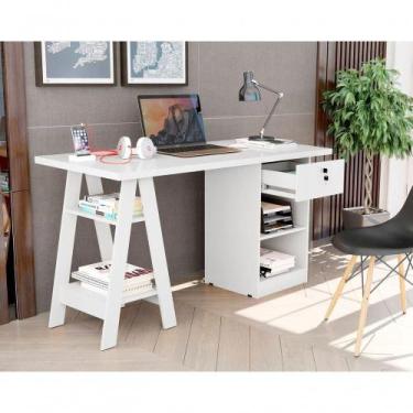Imagem de Escrivaninha Para Escritório Ou Quarto Estudos E Computador - Branco -